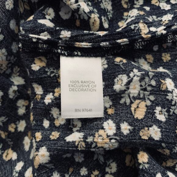 J. JILL Dress Tunic Knee Length Floral VNeck Gold Embroidered Detail Tunic Boho - Picture 12 of 14